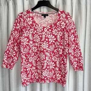 Lands' End Pink and White Floral Top